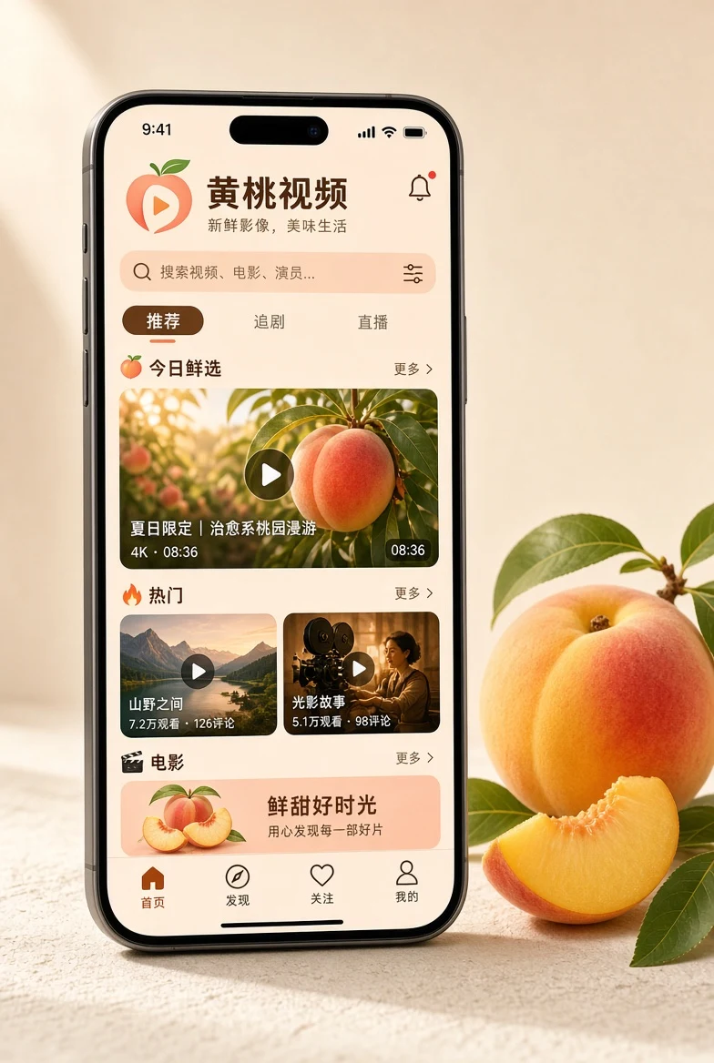 黄桃视频APP界面示意